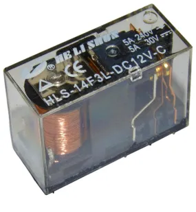 12V 5A Single Contact Relay DIP, 270 Ohms Coil Resistance, Clear, HLS-14F3L-DC12V-C