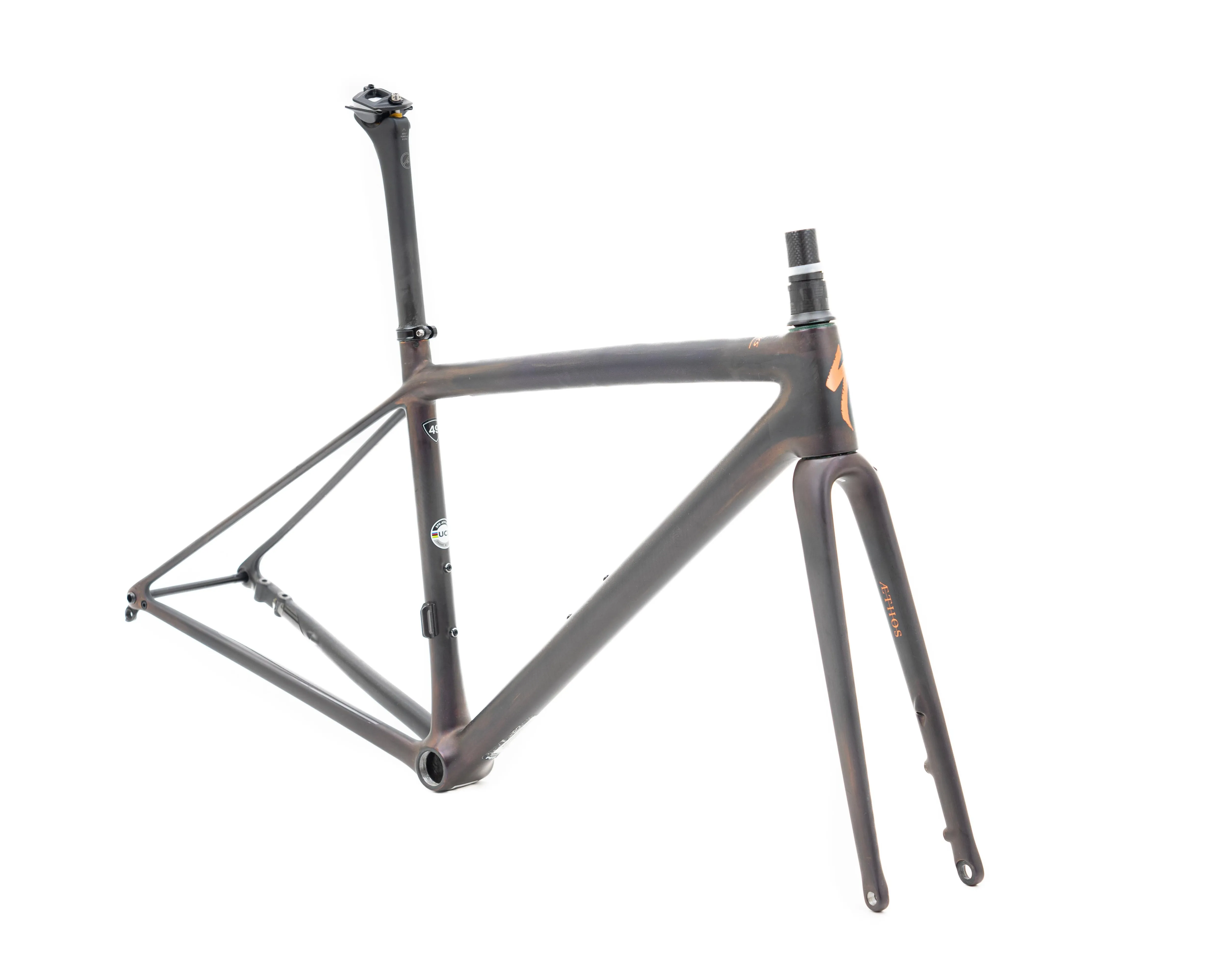 2021 Specialized S-Works Aethos Frameset Carb/CmlnRedGld/BrnzFl 49