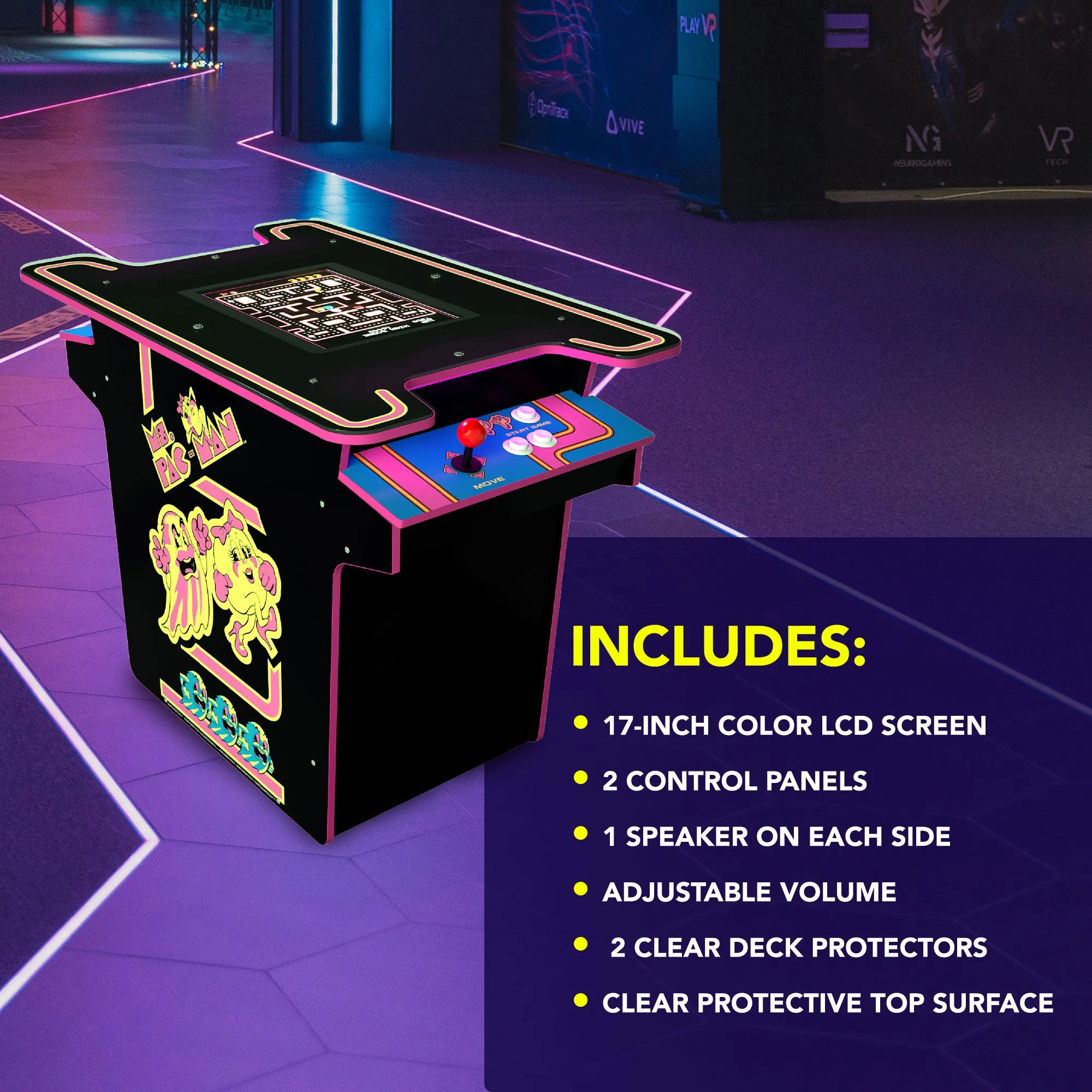 Arcade1UP Ms. PAC-MAN Head-to-Head 12 in 1 Arcade Table, Black Edition(Open Box)