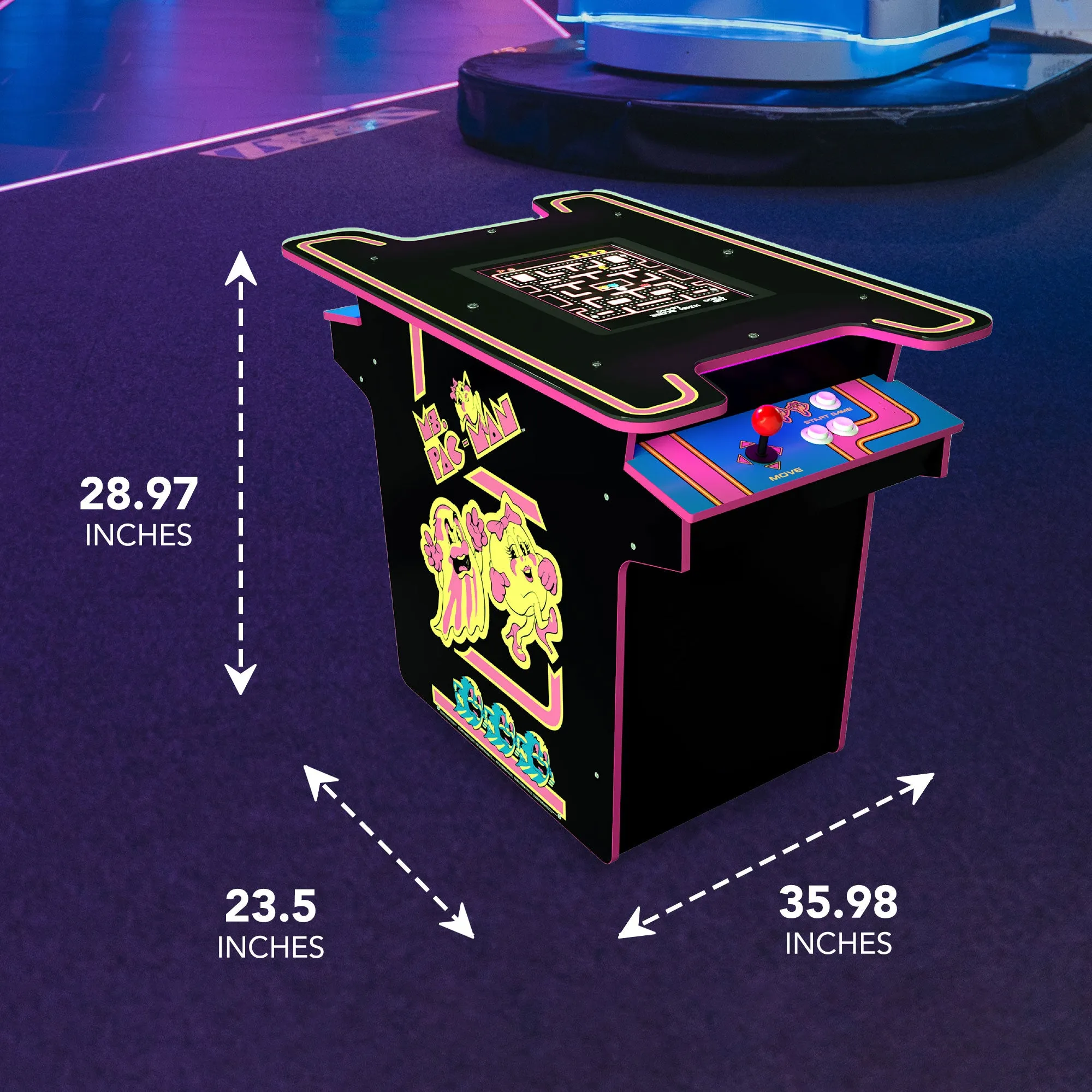 Arcade1UP Ms. PAC-MAN Head-to-Head 12 in 1 Arcade Table, Black Edition(Open Box)