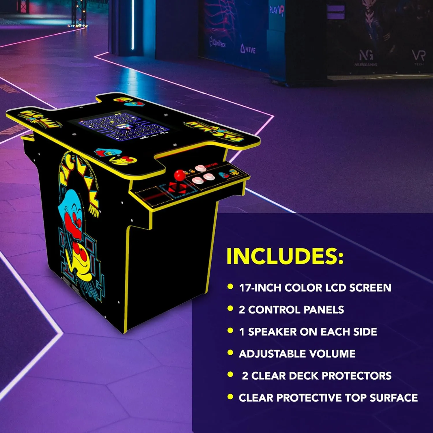 Arcade1Up PAC-MAN Head-to-Head Arcade Table with 12 Games, Multiplayer Control Panel, & 17-Inch Color LCD Screen, Black Series Edition