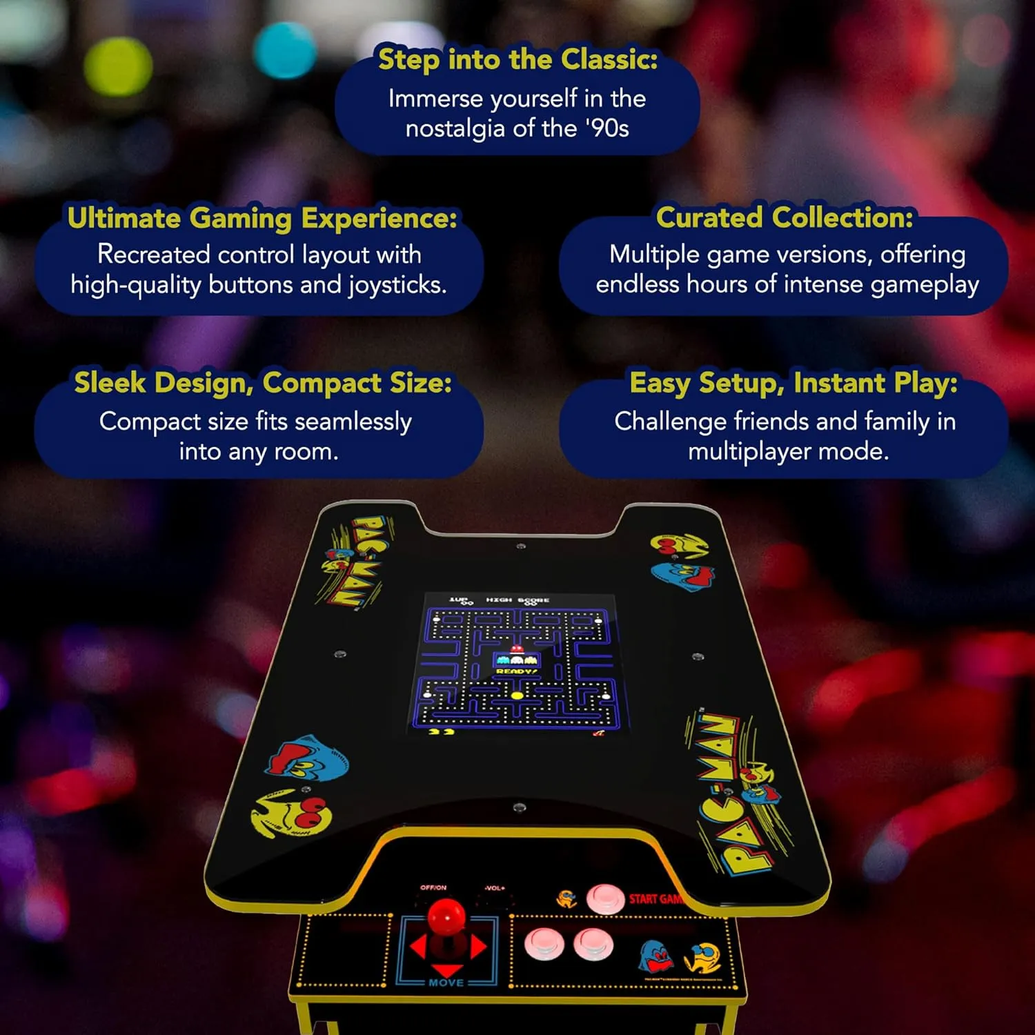 Arcade1Up PAC-MAN Head-to-Head Arcade Table with 12 Games, Multiplayer Control Panel, & 17-Inch Color LCD Screen, Black Series Edition