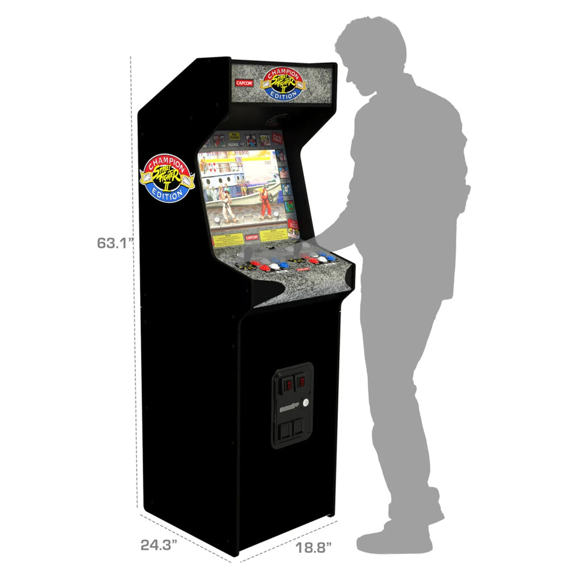 Deluxe Arcade1Up Street Fighter II Champion Edition 5ft Stand-Up Arcade Cabinet Machine