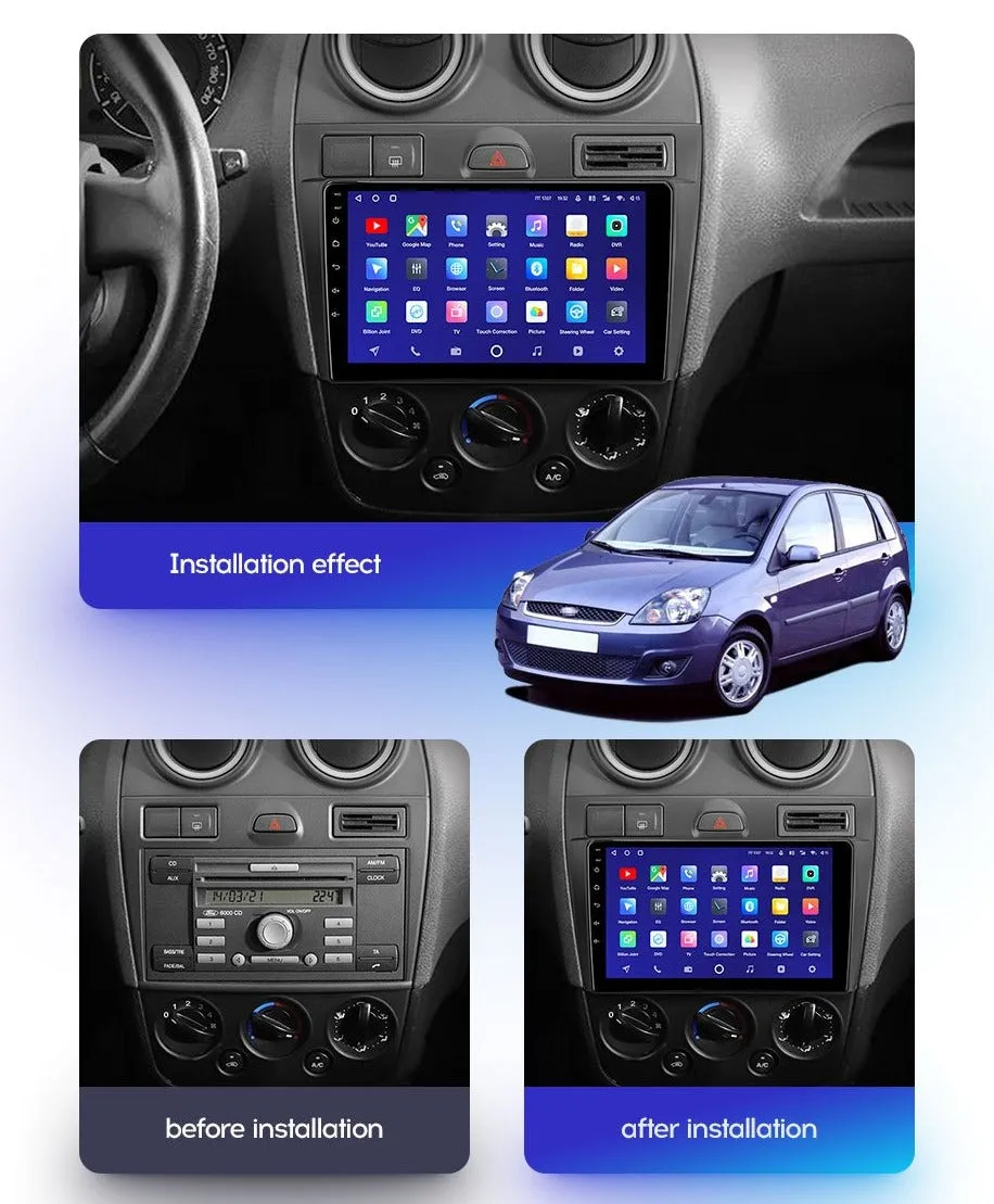 Car Dealz 10.2" Android 10.0 Ford Fiesta Mk VI 5 Mk5 2002 - 2008 In Dash Plus OEM Fascia