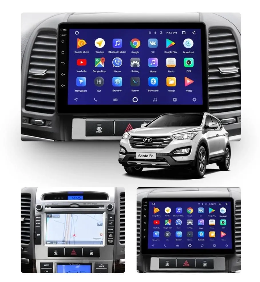 Car Dealz 10.2" Android 10.0 Hyundai Santa Fe 2 2006-2012 Head Unit In Dash Plus OEM Fascia