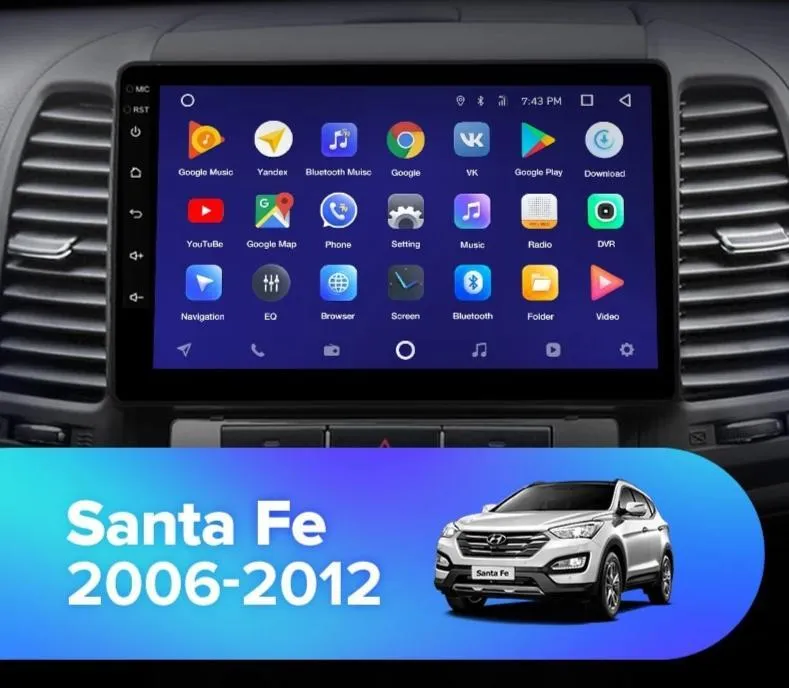 Car Dealz 10.2" Android 10.0 Hyundai Santa Fe 2 2006-2012 Head Unit In Dash Plus OEM Fascia