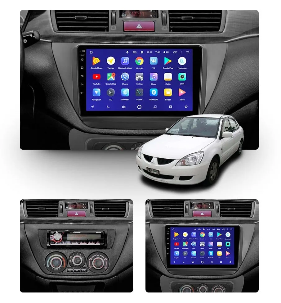 Car Dealz 10.2" Android 10.0 Mitsubishi Lancer 9 CS 2000 - 2010 In Dash Plus OEM Fascia