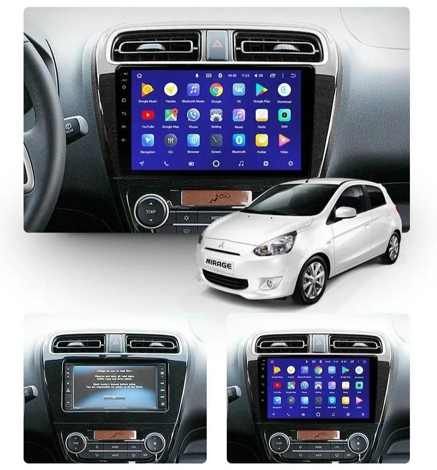 Car Dealz 10.2" Android 10.0 Mitsubishi Mirage 6 2012-2018 w CAM In Dash Plus OEM Fascia