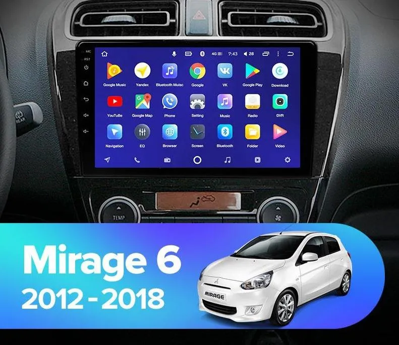 Car Dealz 10.2" Android 10.0 Mitsubishi Mirage 6 2012-2018 w CAM In Dash Plus OEM Fascia