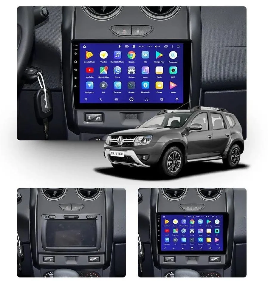 Car Dealz 10.2" Android 10.0 Renault Duster 2015-2018 w CAM In Dash Plus OEM Fascia