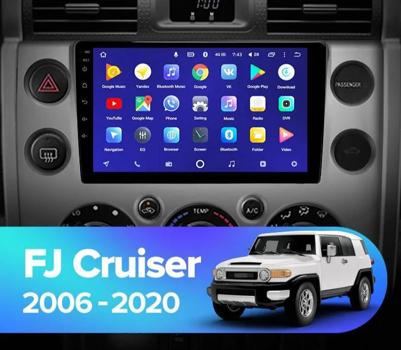 Car Dealz 10.2" Android 10.0 Toyota FJ Cruiser J15 2006 - 2020 In Dash Plus OEM Fascia