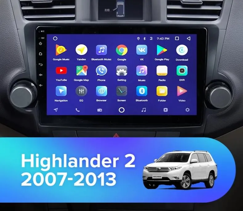 Car Dealz 10.2" Android 10.0 Toyota Highlander Kluger 2 XU40 2007-2014 w CAM In Dash Plus OEM Fascia