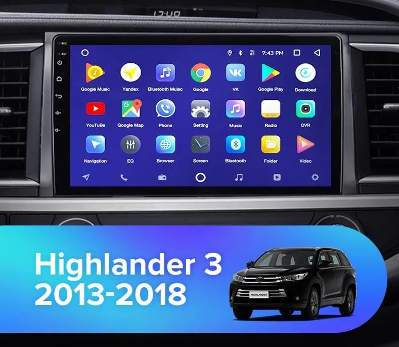 Car Dealz 10.2" Android 10.0 Toyota Highlander Kluger 3 XU50 2015-2017 In Dash Plus OEM Fascia