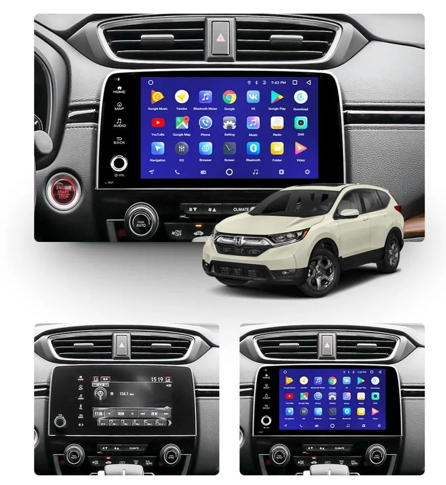 Car Dealz 9" Android 10.0 Honda CRV CR-V 5 RT RW 2016-2018 In Dash Plus OEM Fascia