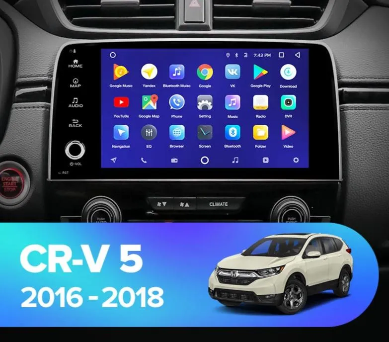 Car Dealz 9" Android 10.0 Honda CRV CR-V 5 RT RW 2016-2018 In Dash Plus OEM Fascia