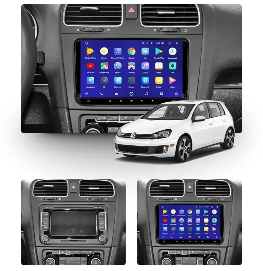 Car Dealz 9" Android 10.0 Volkswagen Golf 6 2008-2016 w CAM In Dash Plus OEM Fascia