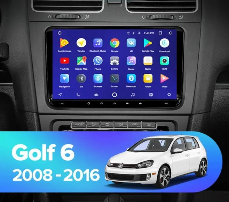 Car Dealz 9" Android 10.0 Volkswagen Golf 6 2008-2016 w CAM In Dash Plus OEM Fascia