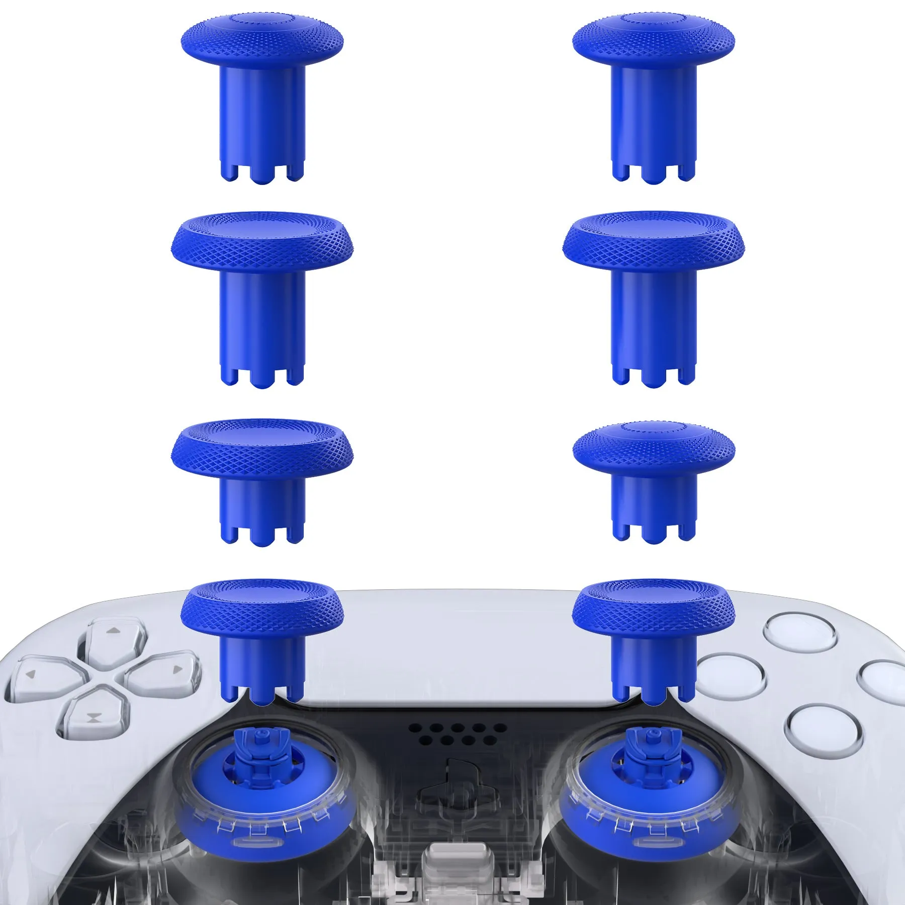 eXtremeRate ThumbsGear V3 Interchangeable Ergonomic Thumbsticks for PS5 Controller, Replacement Analog Thumb Sticks for PS4 Controller - 4 Height Adjustable Convex & Concave Grip Joysticks - Blue - NNFPFM006