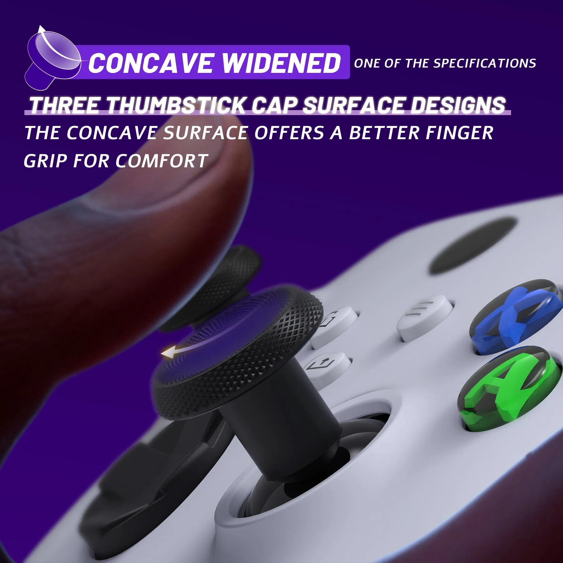 eXtremeRate ThumbsGear V3 Interchangeable Thumbsticks for Xbox Core Controller, 4 Height Adjustable Convex and Concave Grip Joysticks for Xbox One S/X/Elite, for Nintendo Switch Pro Controller - Black - VRVX3M001