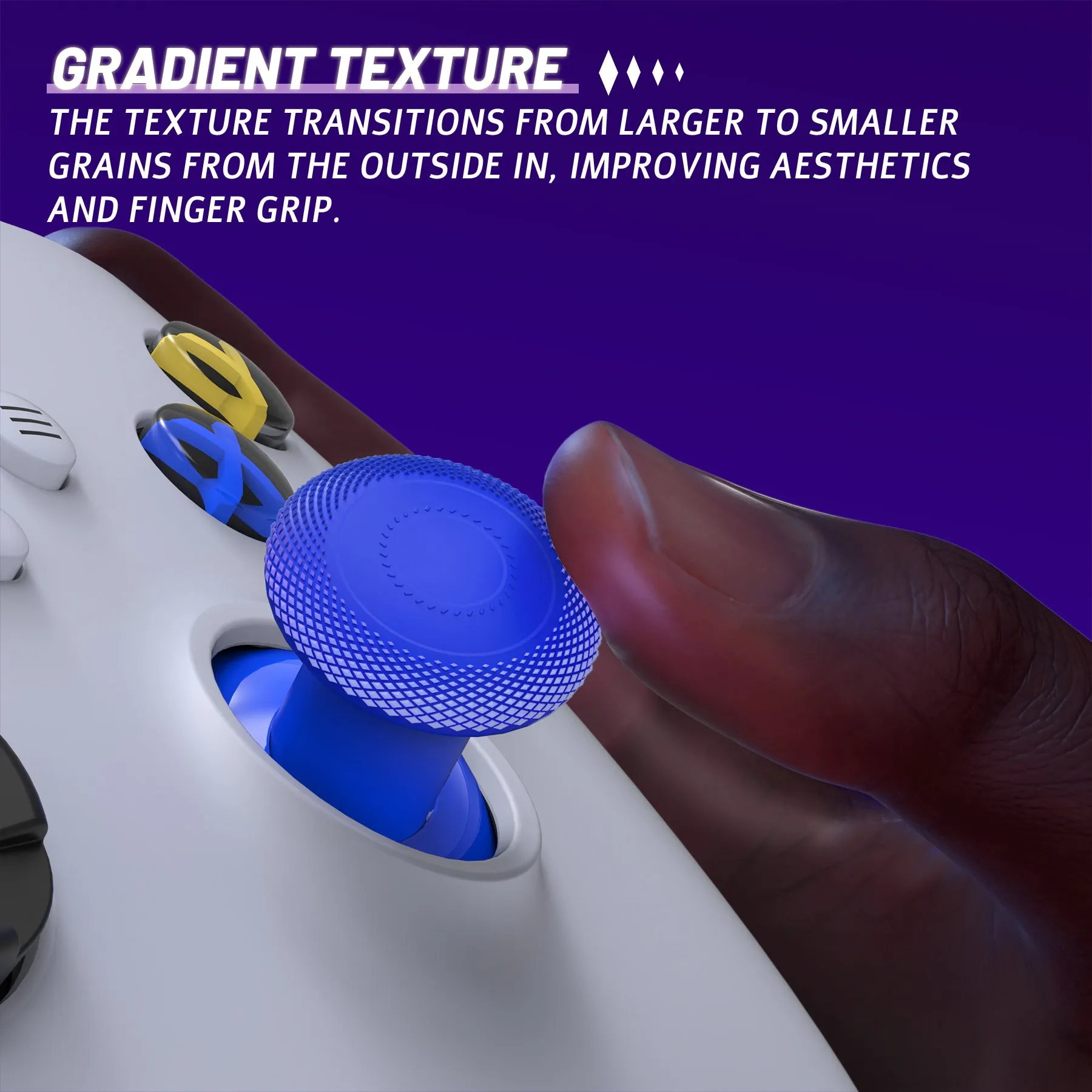 eXtremeRate ThumbsGear V3 Interchangeable Thumbsticks for Xbox Core Controller, 4 Height Adjustable Convex and Concave Grip Joysticks for Xbox One S/X/Elite, for Nintendo Switch Pro Controller - Blue - VRVX3M006