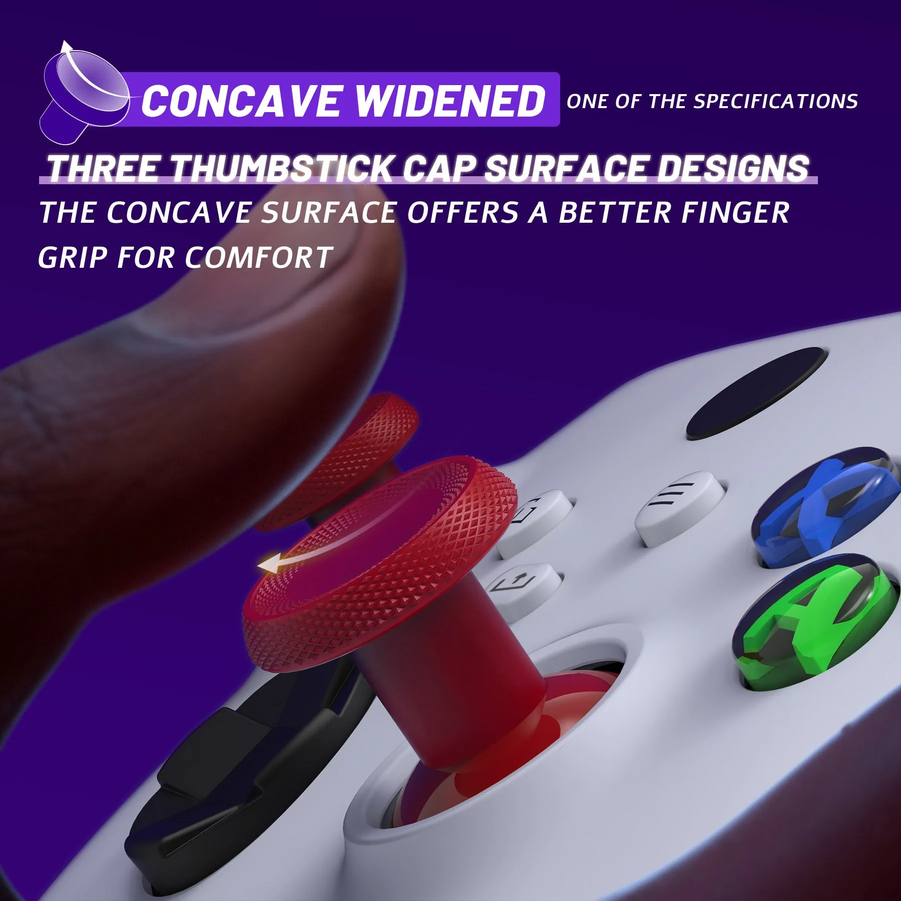 eXtremeRate ThumbsGear V3 Interchangeable Thumbsticks for Xbox Core Controller, 4 Height Adjustable Convex and Concave Grip Joysticks for Xbox One S/X/Elite, for Nintendo Switch Pro Controller - Carmine Red - VRVX3M004