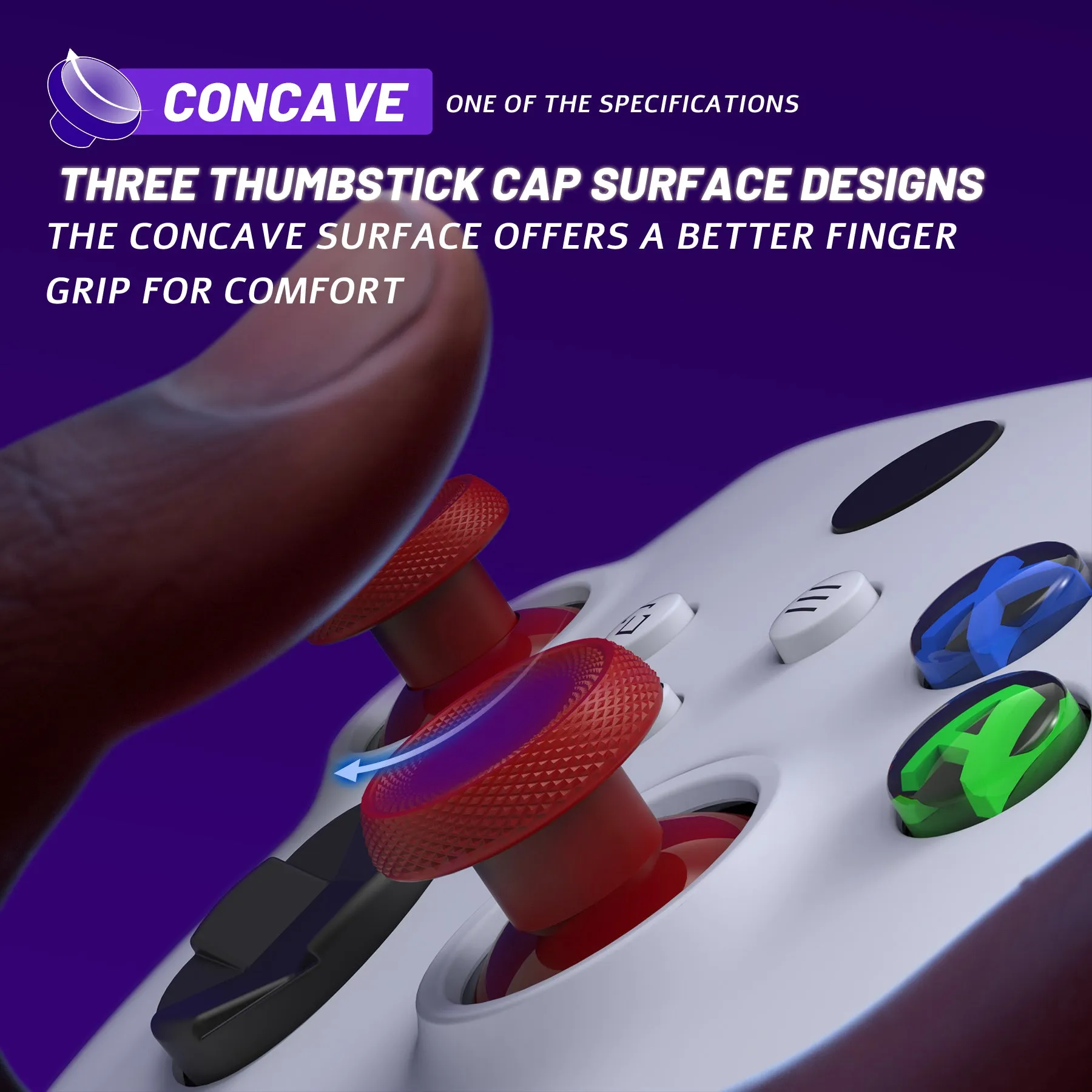 eXtremeRate ThumbsGear V3 Interchangeable Thumbsticks for Xbox Core Controller, 4 Height Adjustable Convex and Concave Grip Joysticks for Xbox One S/X/Elite, for Nintendo Switch Pro Controller - Carmine Red - VRVX3M004