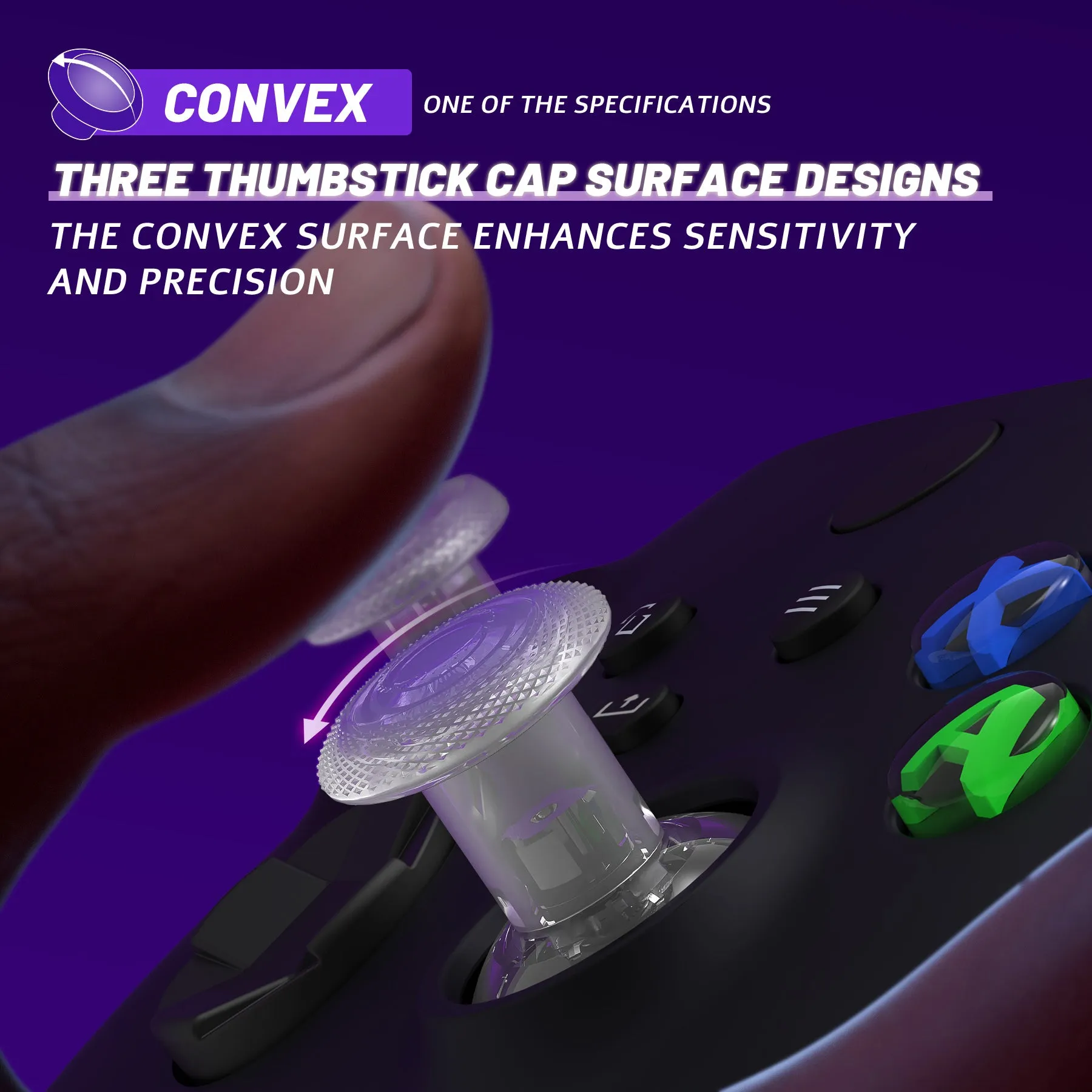 eXtremeRate ThumbsGear V3 Interchangeable Thumbsticks for Xbox Core Controller, 4 Height Adjustable Convex and Concave Grip Joysticks for Xbox One S/X/Elite, for Nintendo Switch Pro Controller - Clear - VRVX3M003