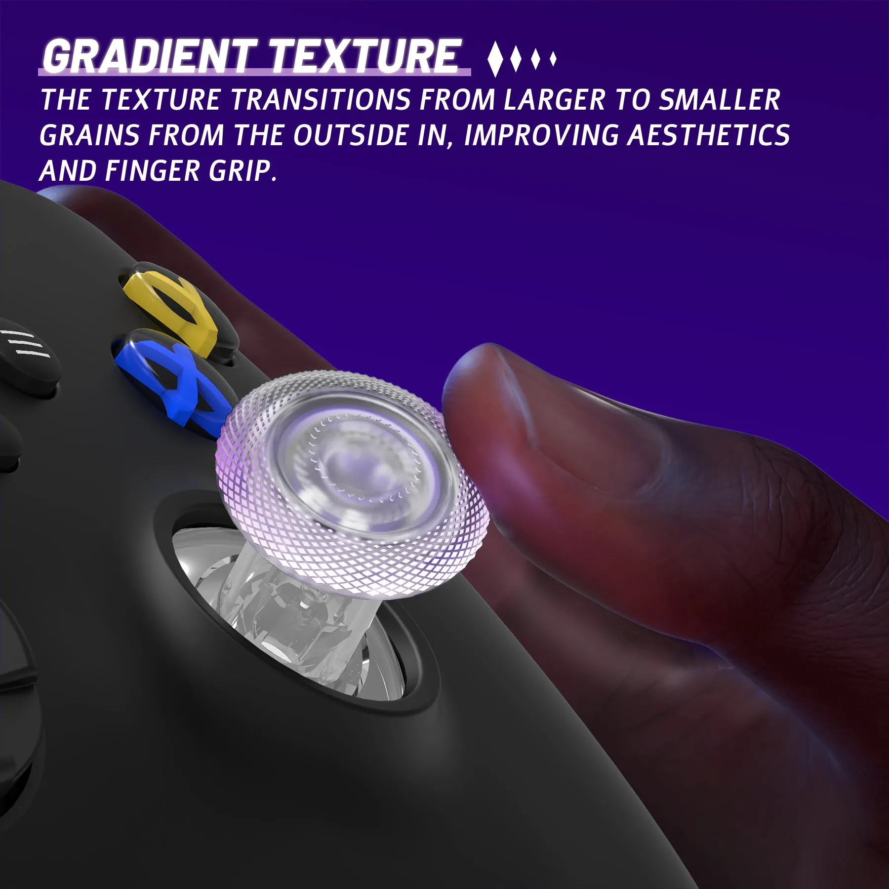 eXtremeRate ThumbsGear V3 Interchangeable Thumbsticks for Xbox Core Controller, 4 Height Adjustable Convex and Concave Grip Joysticks for Xbox One S/X/Elite, for Nintendo Switch Pro Controller - Clear - VRVX3M003