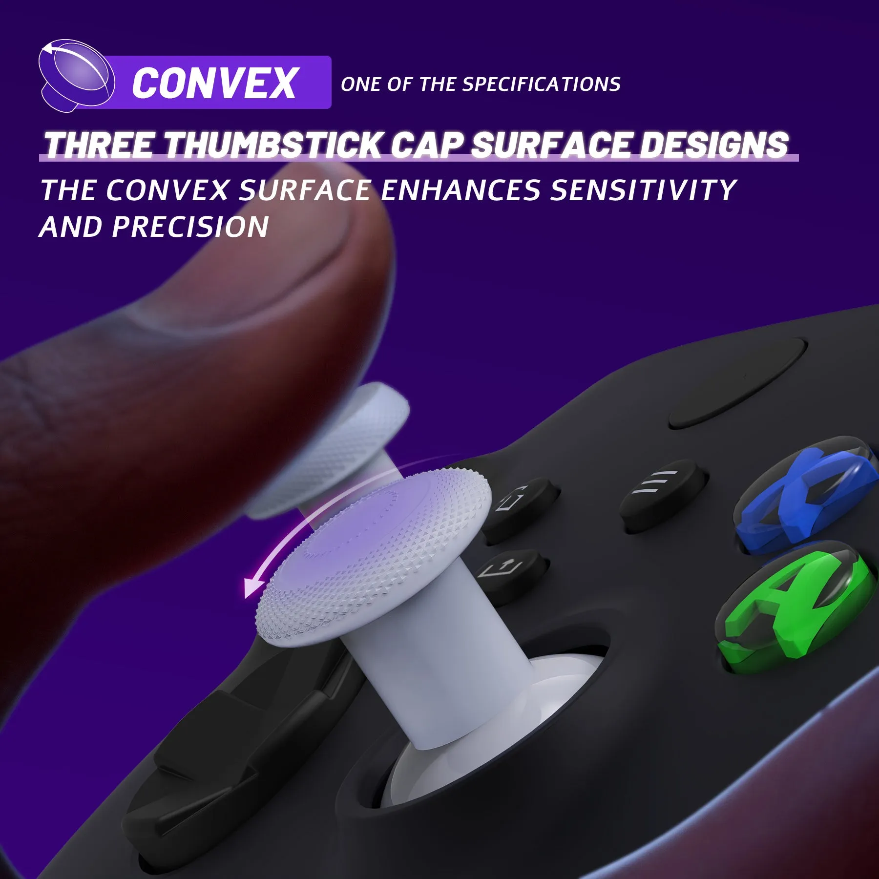 eXtremeRate ThumbsGear V3 Interchangeable Thumbsticks for Xbox Core Controller, 4 Height Adjustable Convex and Concave Grip Joysticks for Xbox One S/X/Elite, for Nintendo Switch Pro Controller - Original White - VRVX3M002