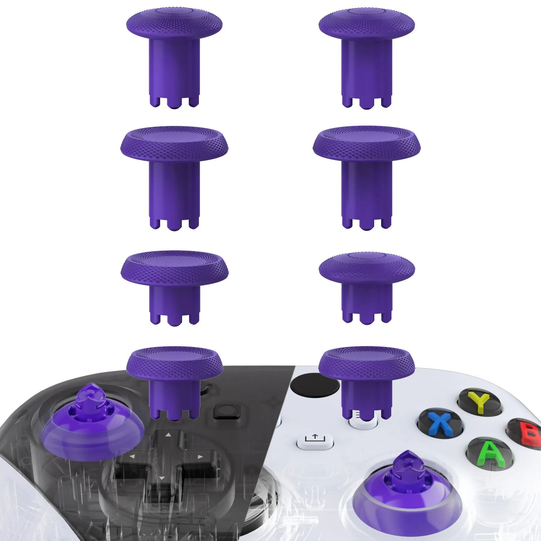 eXtremeRate ThumbsGear V3 Interchangeable Thumbsticks for Xbox Core Controller, 4 Height Adjustable Convex and Concave Grip Joysticks for Xbox One S/X/Elite, for Nintendo Switch Pro Controller - Purple - VRVX3M005