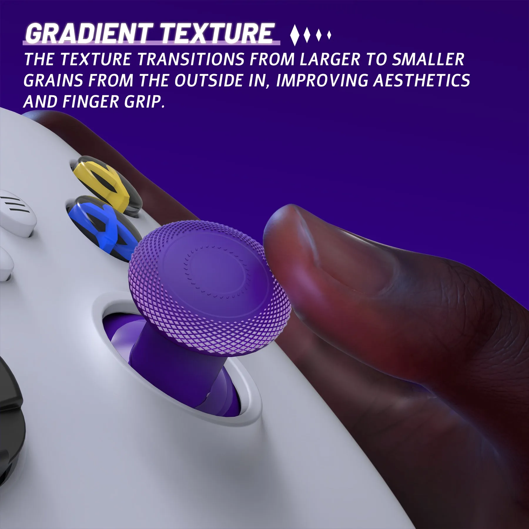 eXtremeRate ThumbsGear V3 Interchangeable Thumbsticks for Xbox Core Controller, 4 Height Adjustable Convex and Concave Grip Joysticks for Xbox One S/X/Elite, for Nintendo Switch Pro Controller - Purple - VRVX3M005