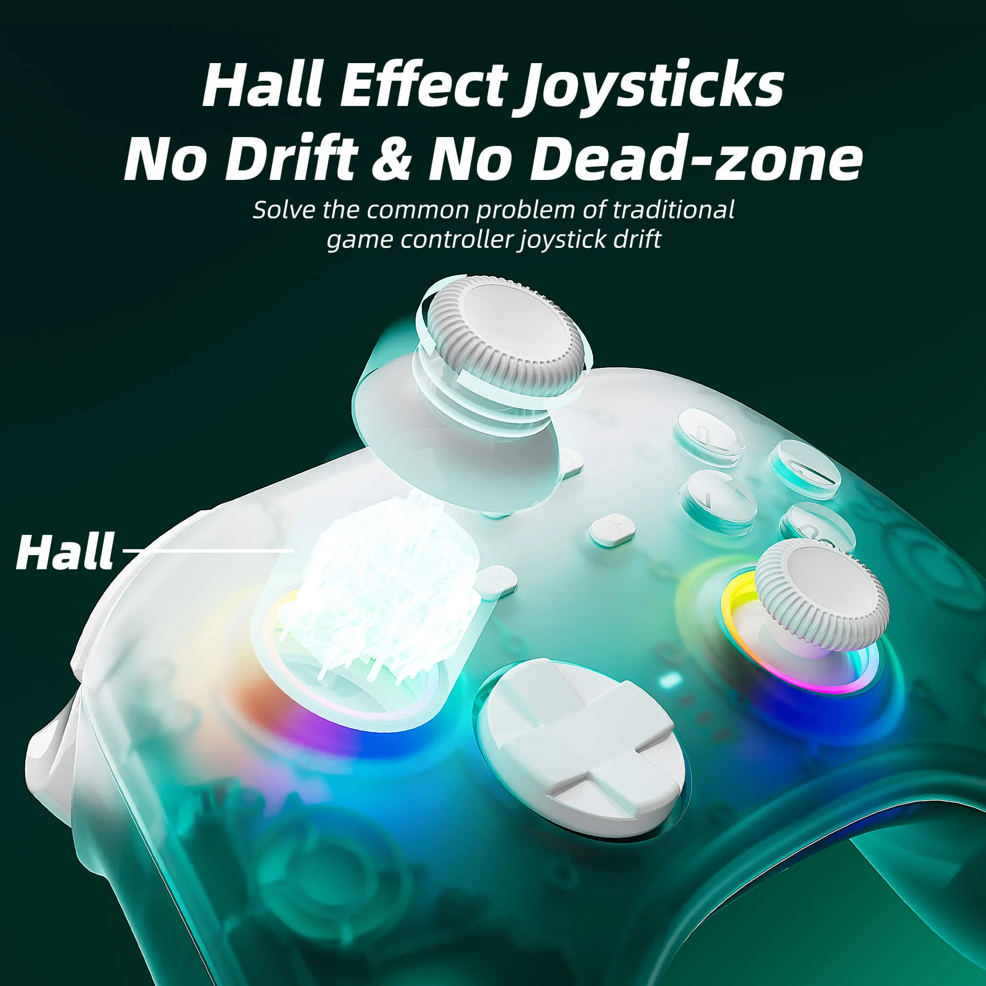 Mytrix Black Ice Wireless Pro Controllers with Hall Effect Joysticks/Hall Trigger (No Drift), Bluetooth RGB Controller for Nintendo Switch/Lite/OLED, Windows PC, Steam, Steam Deck, iOS and Android Devices