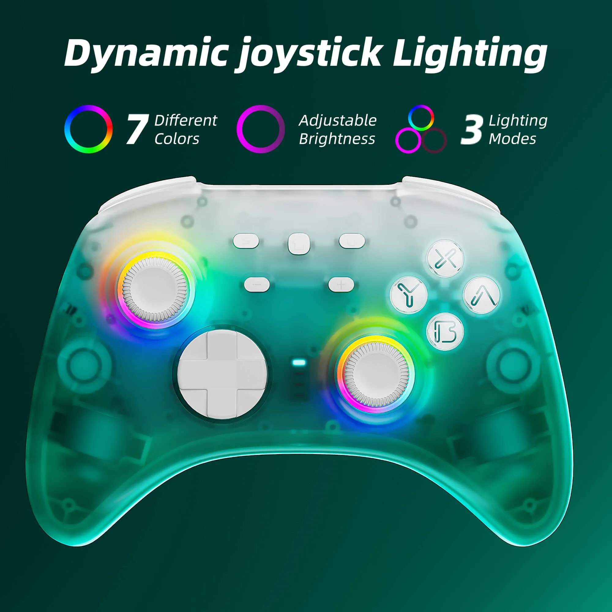 Mytrix Black Ice Wireless Pro Controllers with Hall Effect Joysticks/Hall Trigger (No Drift), Bluetooth RGB Controller for Nintendo Switch/Lite/OLED, Windows PC, Steam, Steam Deck, iOS and Android Devices