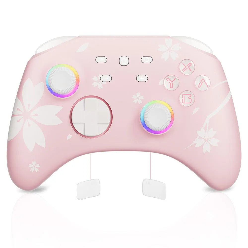 Mytrix Pro Wireless Controller Sakura Pink, Bluetooth Controller with Programmable, Compatible with Nintendo Switch, Windows PC, iOS, Android, and Steam/Steam Deck