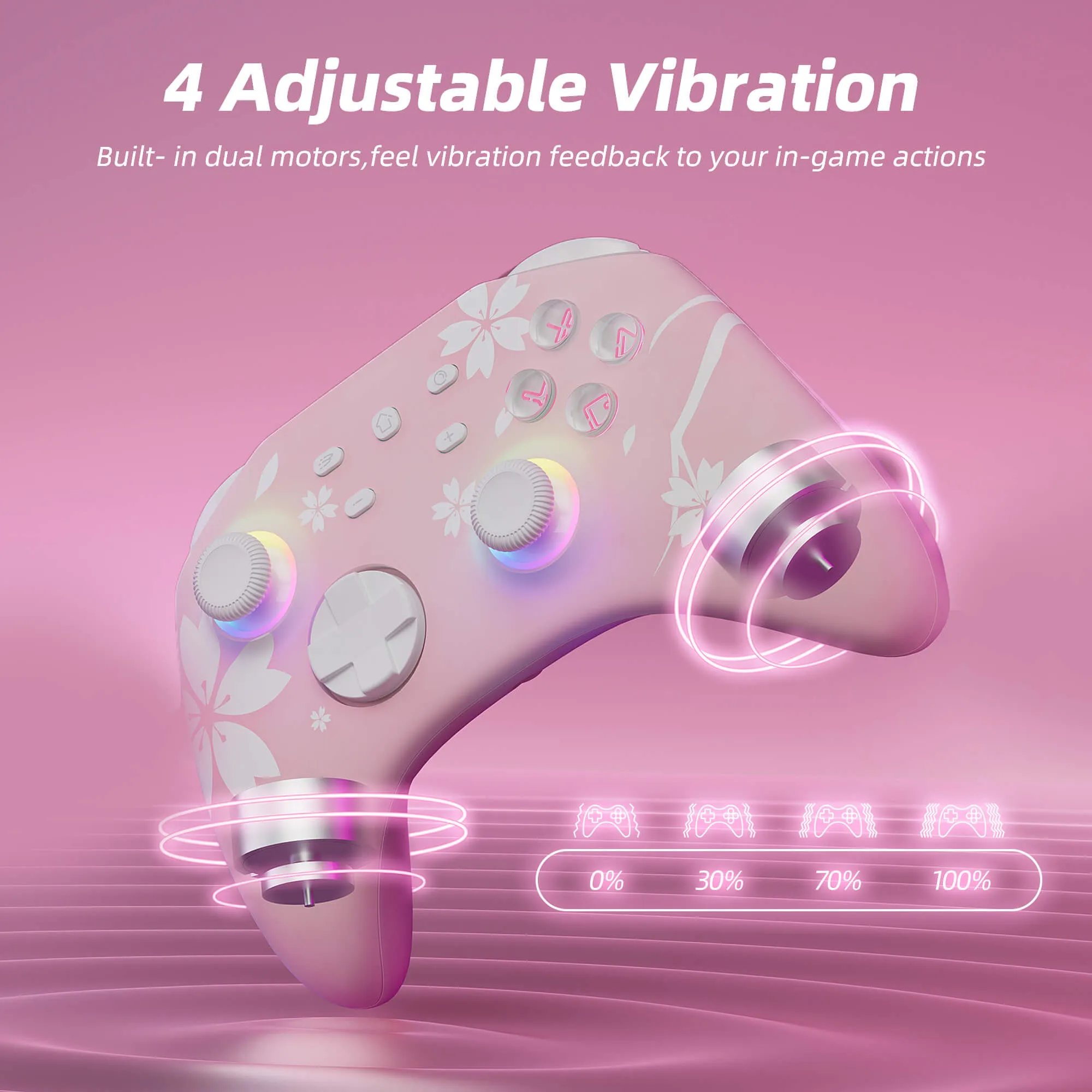 Mytrix Wireless Pro Controller Sakura Pink, Bluetooth Controller with Programmable