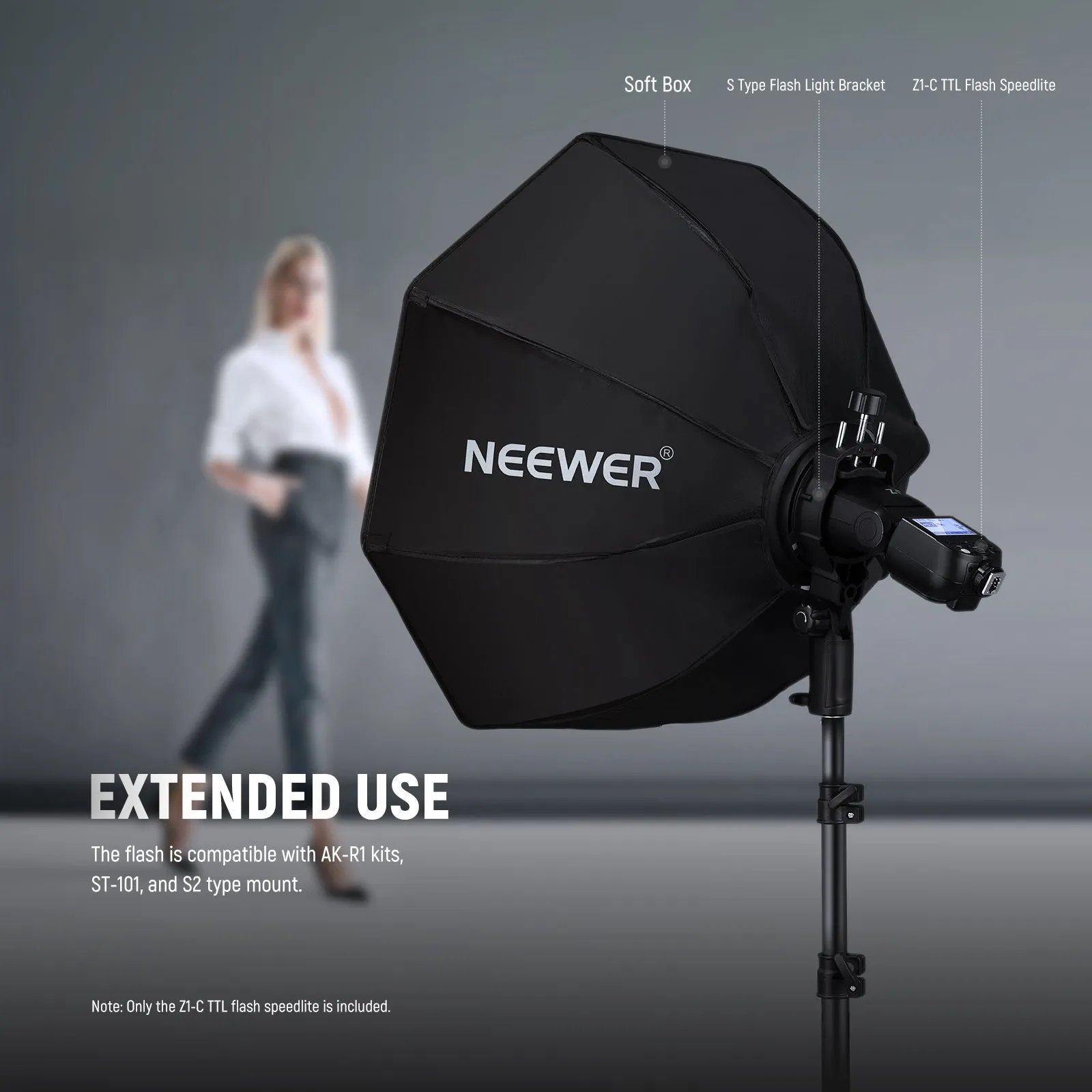 NEEWER Z1-C TTL Round Head Flash Speedlite for Canon