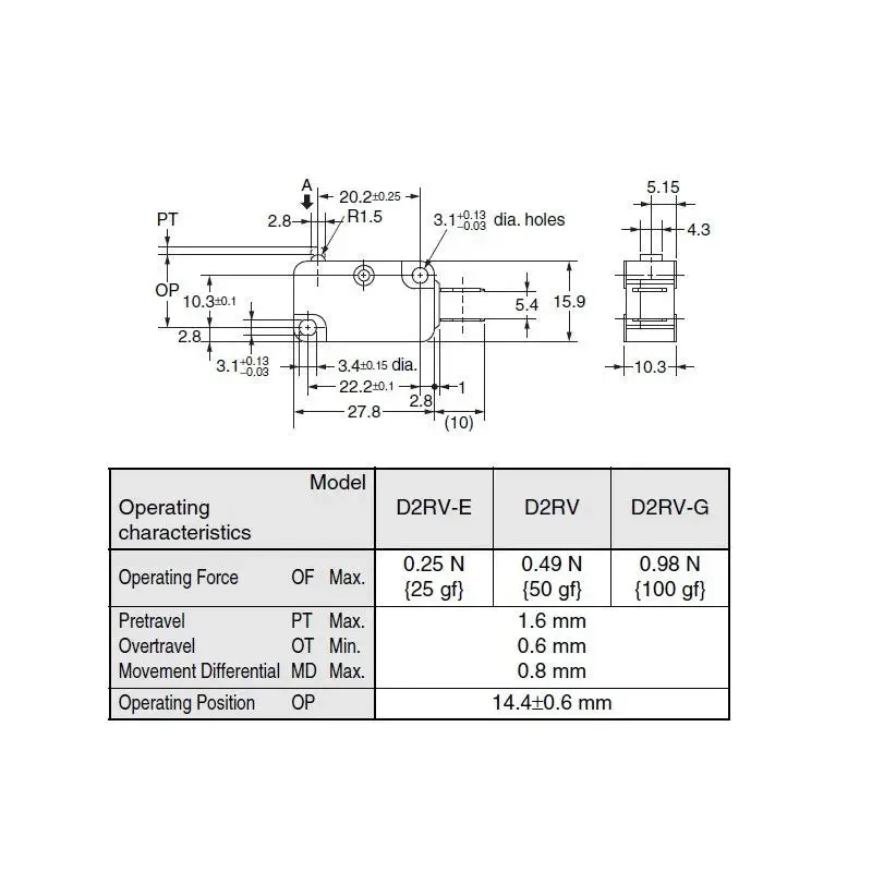 OMRON D2RVG Reed Microswitch