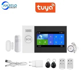 WIFI GSM Home Wireless Security Burglar Alarm System Kits 4.3 Inch Monitor Tuya APP