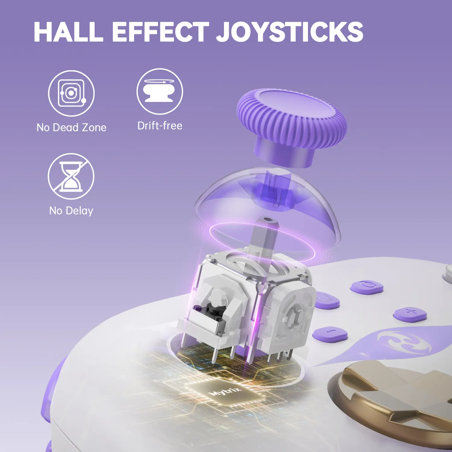 Wireless Game Controller with Hall Effect Joysticks Triggers(No Drift), Bluetooth Gamepad for Nintendo Switch, Windows PC iOS Android Steam with Headphones Jack/Programmable/Turbo/Wakeup Purple